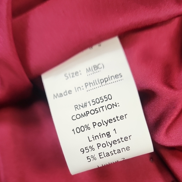 House of CB Burgundy Satin Midi Dress Strapless Measures Small - Picture 7 of 8